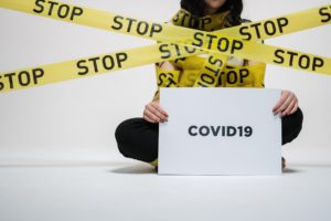 woman holding sign