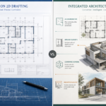 精準 2D CAD 製圖與整合建築設計工作流程的平衡比較示意
