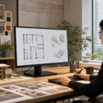 台灣建築設計工作室中以平面圖、3D 模型與簡報資料整合設計流程的學習示意