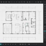 Vectorworks 課程文章的 CAD 工作區配置示意，中央為建築平面圖，左右配置工具與物件資訊面板