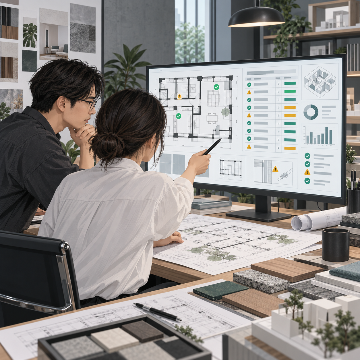 同一份設計資料同步到平面立面與工作表的 Vectorworks 協調概念示意